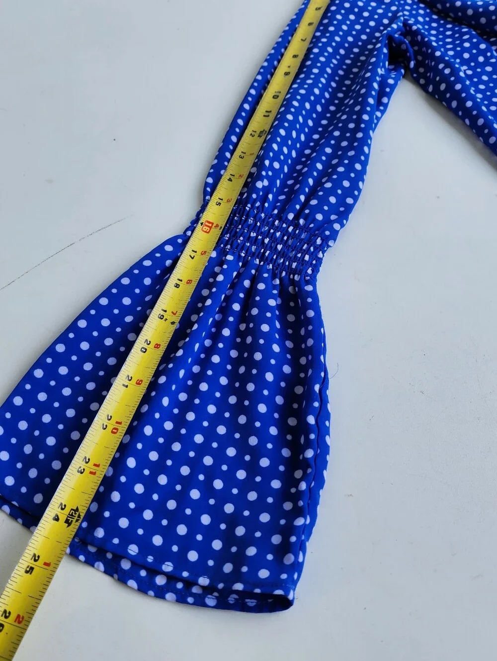 Michael Kors Royal Blue White Dots Ruffle One Shoulder Top Blouse Sz S - Picture 10 of 12